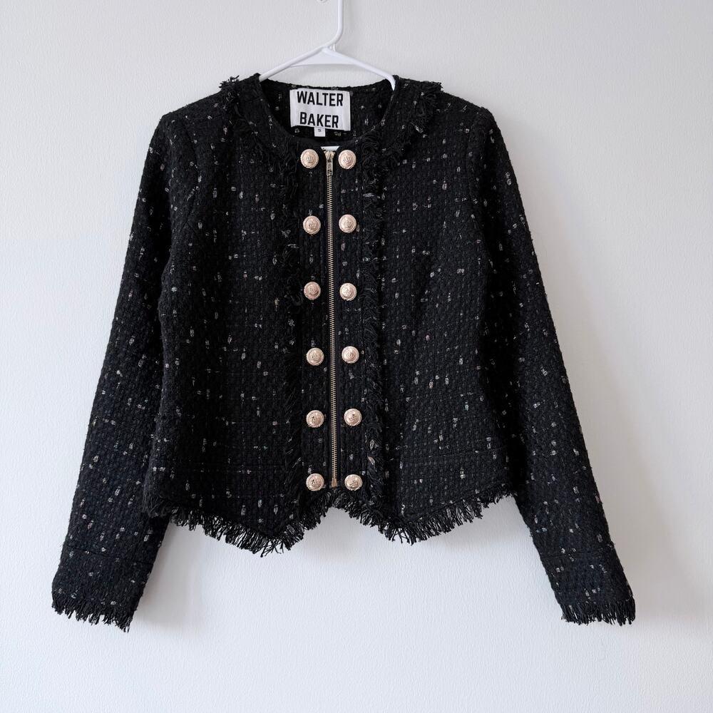 Walter Baker Brittany Parisian Tweed Fringe Jacket Size Small